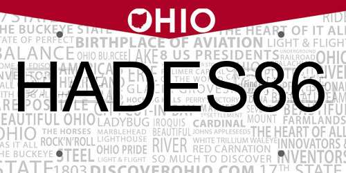 HADES86 Ohio License Plate