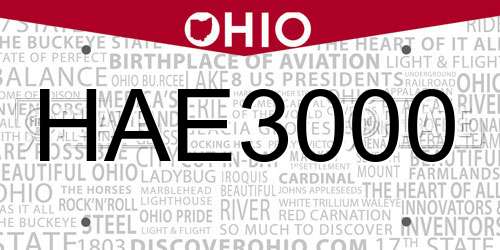 HAE3000 Ohio License Plate