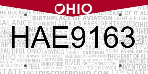 HAE9163 Ohio License Plate