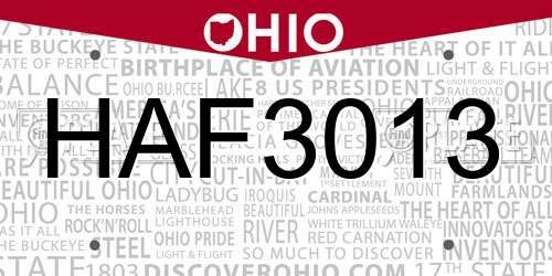 HAF3013 Ohio License Plate
