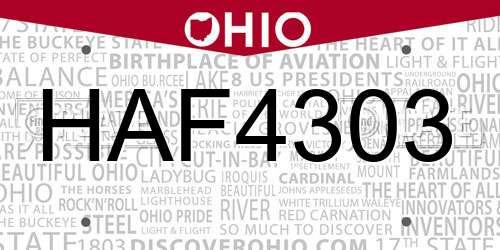 HAF4303 Ohio License Plate