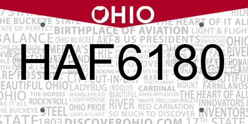 HAF6180 Ohio License Plate