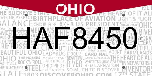 HAF8450 Ohio License Plate