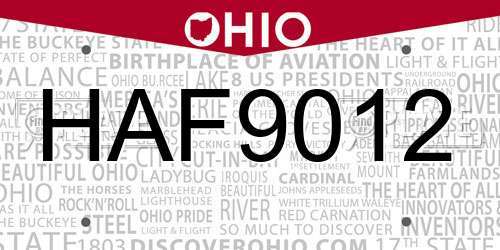 HAF9012 Ohio License Plate