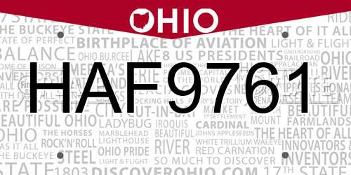 HAF9761 Ohio License Plate