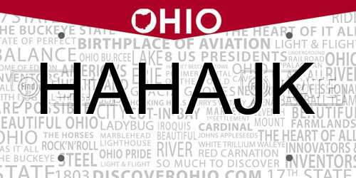 HAHAJK Ohio License Plate