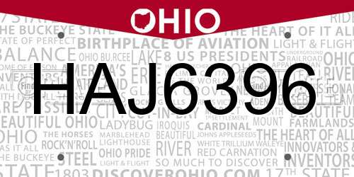 HAJ6396 Ohio License Plate