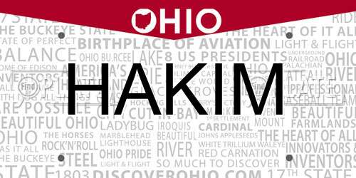 HAKIM Ohio License Plate