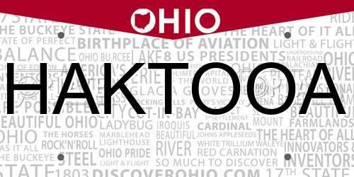 HAKTOOA Ohio License Plate