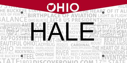 HALE Ohio License Plate