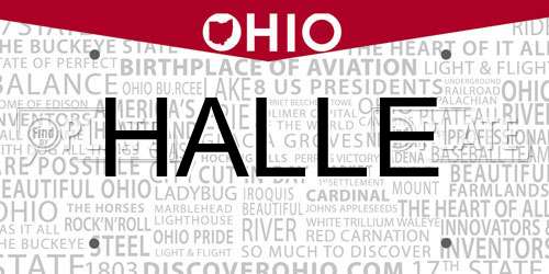 HALLE Ohio License Plate