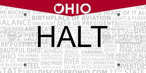 HALT Ohio License Plate
