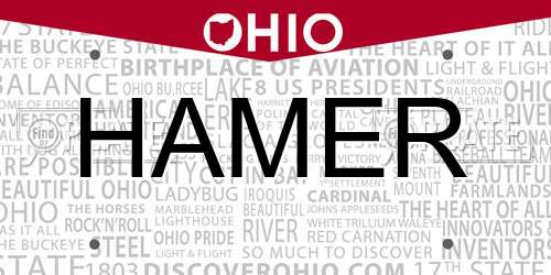 HAMER Ohio License Plate