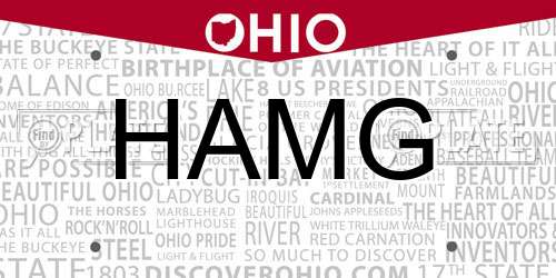 HAMG Ohio License Plate