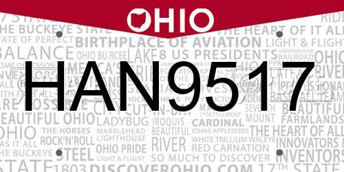 HAN9517 Ohio License Plate