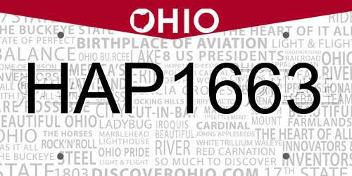 HAP1663 Ohio License Plate