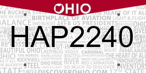 HAP2240 Ohio License Plate