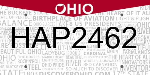 HAP2462 Ohio License Plate