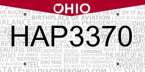 HAP3370 Ohio License Plate