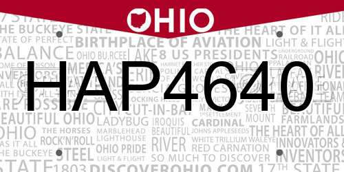 HAP4640 Ohio License Plate