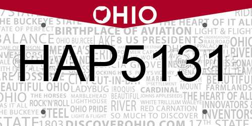 HAP5131 Ohio License Plate
