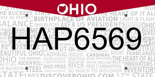 HAP6569 Ohio License Plate