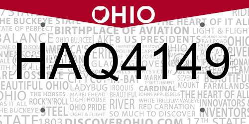 HAQ4149 Ohio License Plate