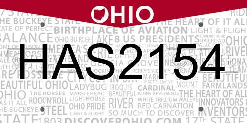 HAS2154 Ohio License Plate