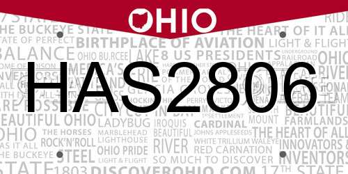 HAS2806 Ohio License Plate