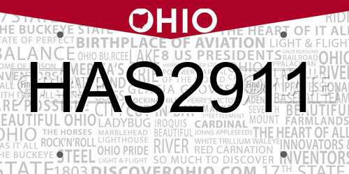 HAS2911 Ohio License Plate