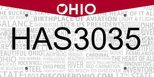 HAS3035 Ohio License Plate