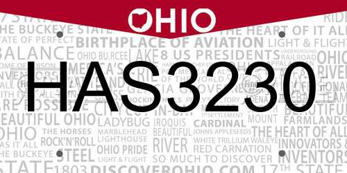 HAS3230 Ohio License Plate