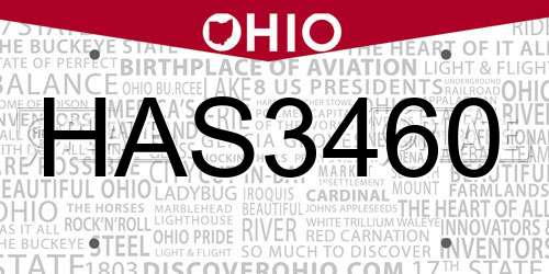 HAS3460 Ohio License Plate