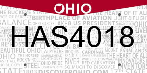 HAS4018 Ohio License Plate