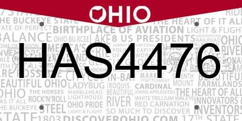 HAS4476 Ohio License Plate