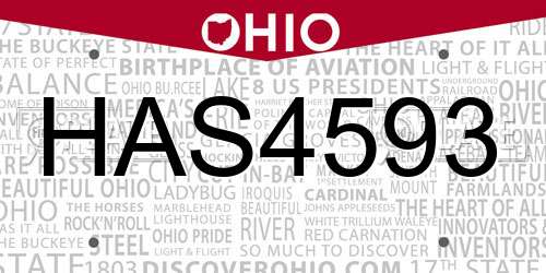 HAS4593 Ohio License Plate