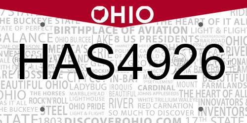 HAS4926 Ohio License Plate