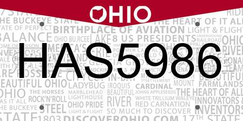 HAS5986 Ohio License Plate