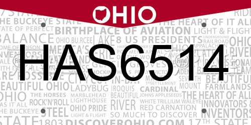 HAS6514 Ohio License Plate