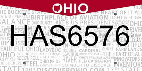 HAS6576 Ohio License Plate
