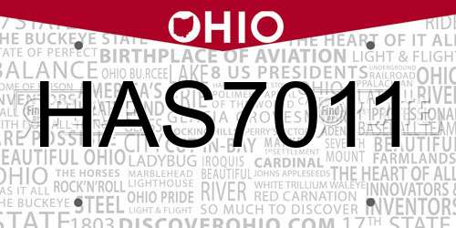 HAS7011 Ohio License Plate