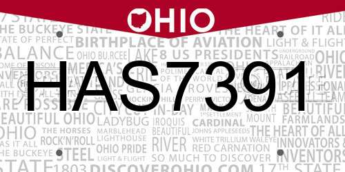 HAS7391 Ohio License Plate