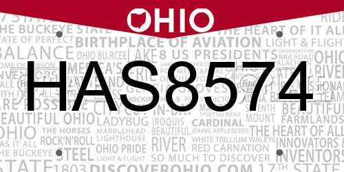 HAS8574 Ohio License Plate