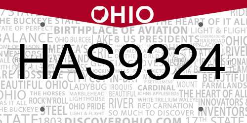 HAS9324 Ohio License Plate