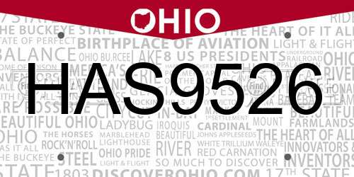 HAS9526 Ohio License Plate