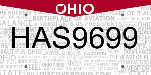 HAS9699 Ohio License Plate