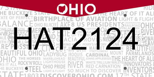 HAT2124 Ohio License Plate