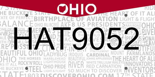 HAT9052 Ohio License Plate