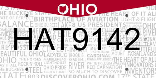 HAT9142 Ohio License Plate