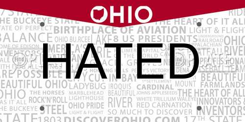 HATED Ohio License Plate